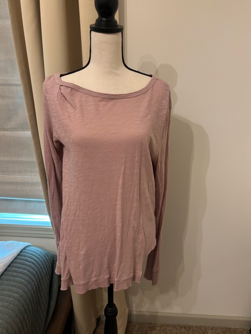 Women's Long Sleeve Boatneck Top - Dusty Rose